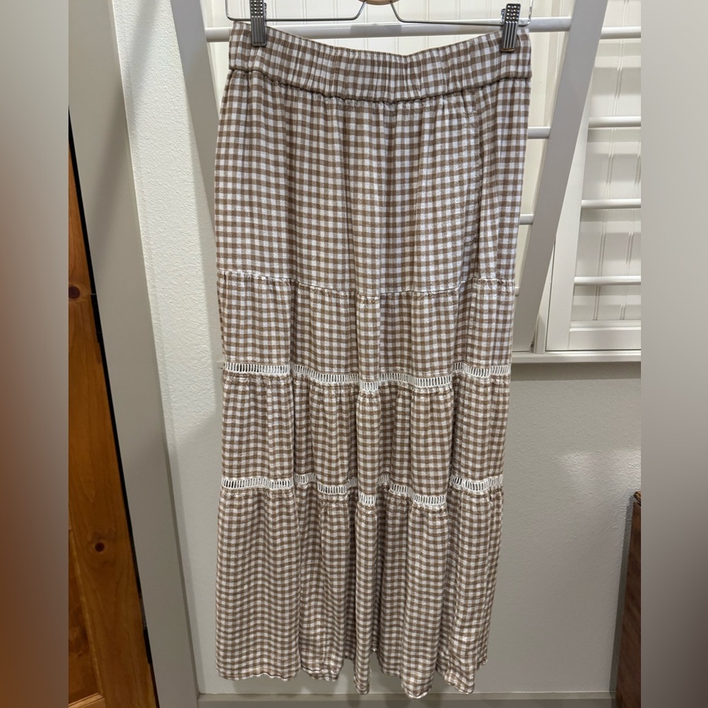 Madewell Brown Gingham Maxi Skirt